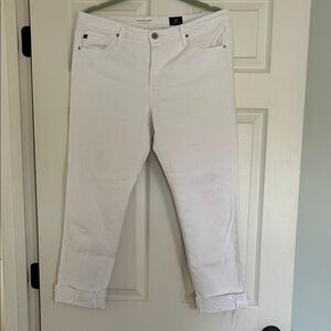 AG Adriano Goldschmied White Cuffed Ankle Jeans